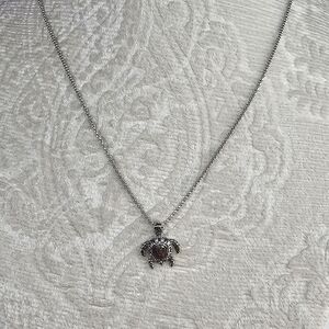925 sterling silver & Rhinestone turtle  Necklace